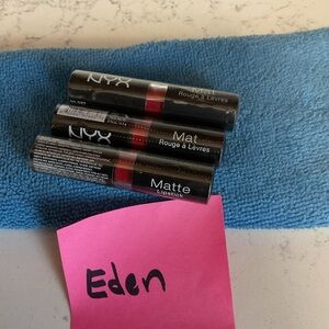 NYX Professional Matte Lipstick Eden Lot Of 3 New Factory Sealed